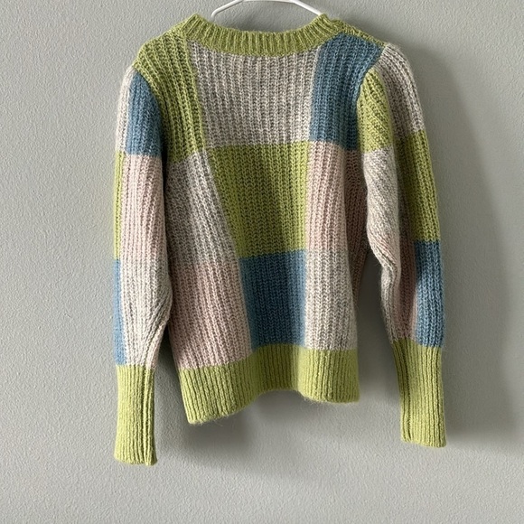 byTiMo Hairy Knit Alpaca Blend Sweater in Green Combo - Picture 4 of 6